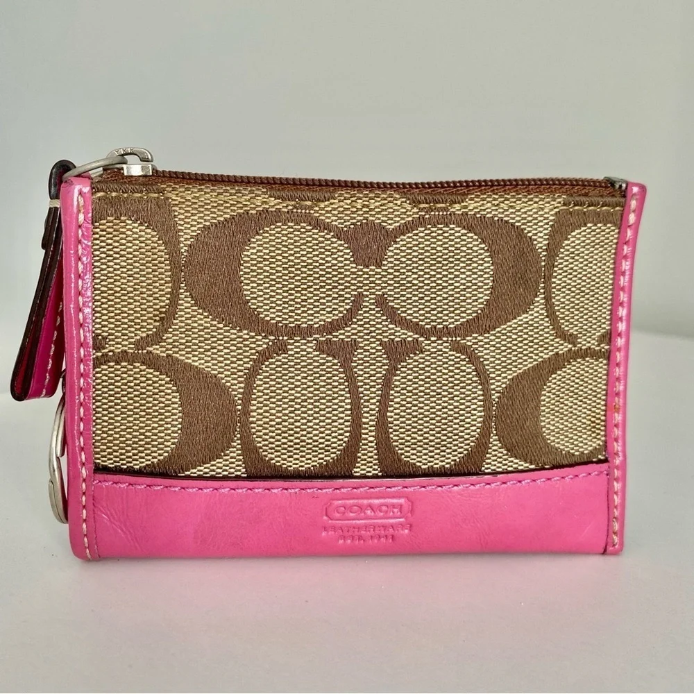 Coach Monogram Pink Leather Cardholder